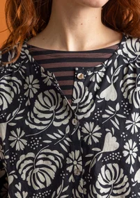 Blouse tissée « Hedda » en coton biologique - noir/motif