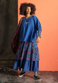 Blouse in cotton/silk - indigo blue