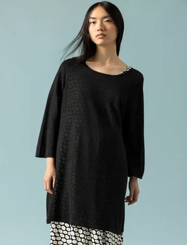 Tunic in a linen/recycled linen knit fabric - black