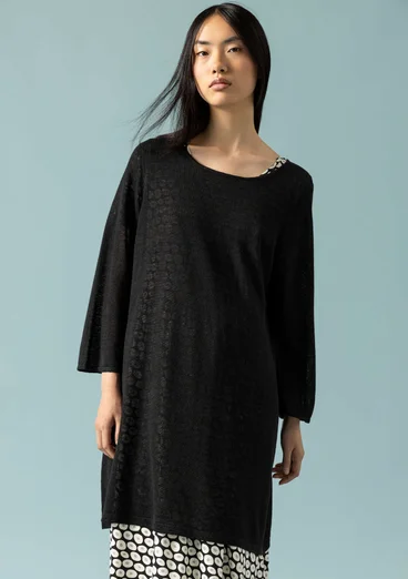 Knit tunic in linen/recycled linen - black