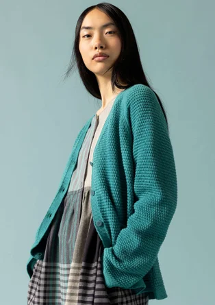 Recycled cotton cardigan - aqua green