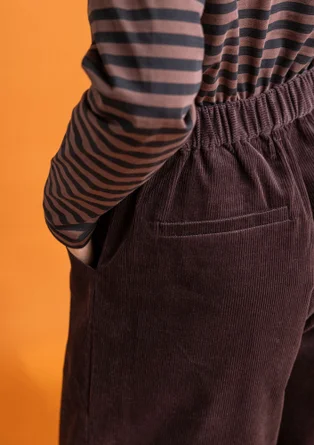 Corduroy pants in organic cotton/spandex - dark aubergine