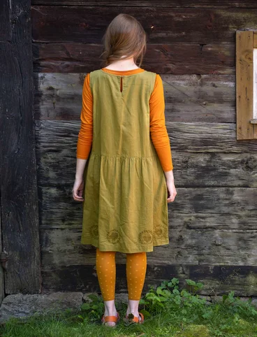 Vævet kjole "Petronella" i økologisk bomuld/hør - græsgrøn
