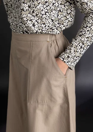 Woven twill skirt in organic cotton - mole