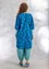 Geweven jurk "Fleur" van biologisch katoen (mediterraan blauw S)