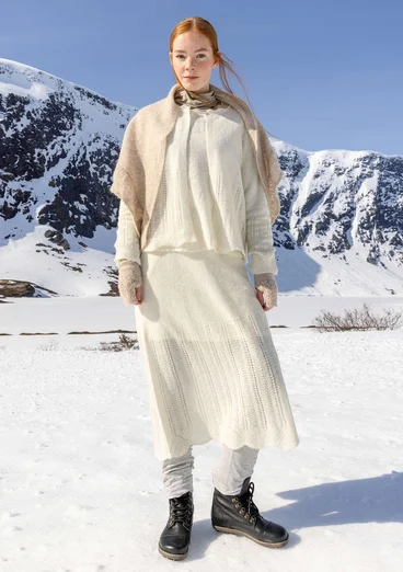 Stickad kjol "Forgetmenot" i alpackamix - oblekt