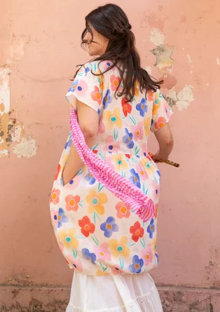 “Aquarelle” woven dress in organic cotton - multicoloured