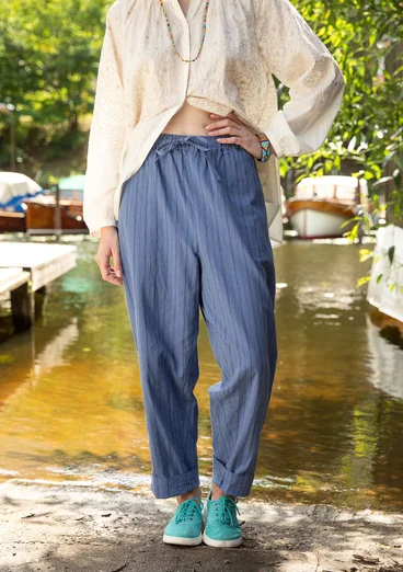 “Alba” woven organic cotton/hemp trousers - mountain blue