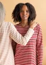 Organic cotton striped essential top (lingonberry/pink marble S)