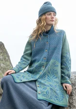 “Nova Scotia” long cardigan in lambswool - indigofera/patterned