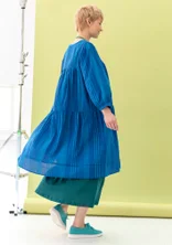 “Thea” woven dress in organic cotton dobby - porcelain blue