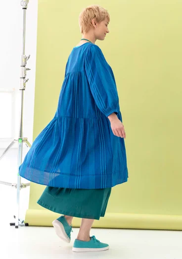 Kleid „Thea“ aus Bio-Baumwolldobby - porzellanblau