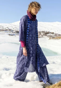 “Denali” woven dress in organic cotton - midnight blue