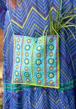 “Sunita” embroidered bag in organic cotton - aqua green