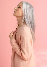 Gilet long en laine/coton/alpaga - marbre rose