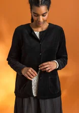 Velour cardigan in organic cotton/recycled polyester - black