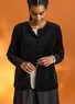 Velour cardigan in organic cotton/recycled polyester (black S)