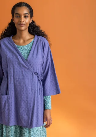 Woven kimono in organic cotton dobby - bluebell