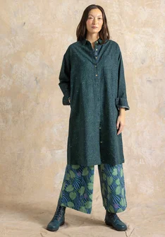 “Edefors” patterned dress in organic cotton - green sea glass
