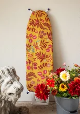 “Olives” ironing board cover in organic cotton - light ochre