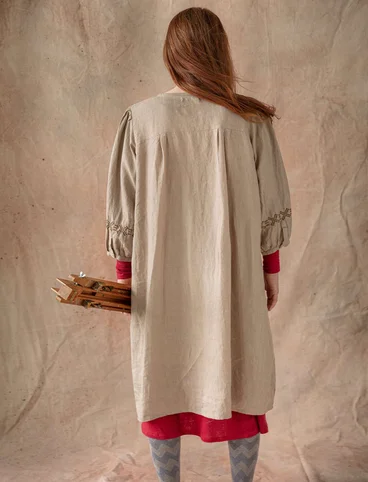 Longue chemise de peintre "Anna" en lin - naturel foncé