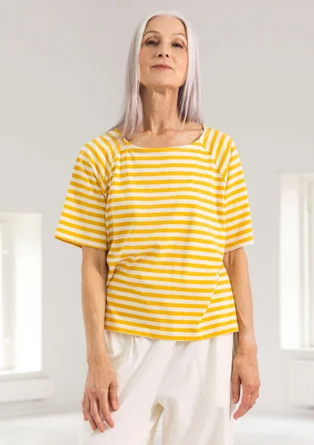 Organic cotton jersey top - mango/ecru