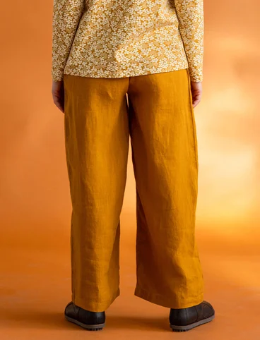 “Asta” woven pants in linen - mustard