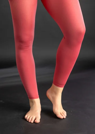 Solid-colored leggings in recycled nylon - coral