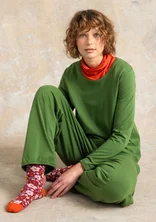 Solid-colour, organic cotton/elastane jersey yoga trousers - grass green