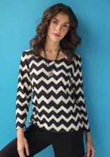 “Aina” jersey top in organic cotton/modal - black/feather