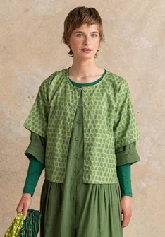 “Vendela” woven organic cotton blouse - kiwi/patterned