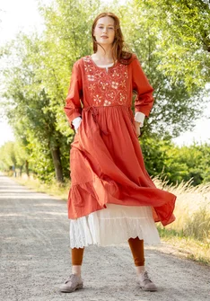 Kleid „Sahara“ aus Bio-Baumwollgewebe - ziegel