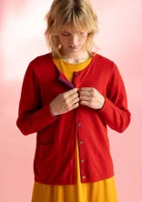 Cardigan in organic/recycled cotton - parrot red