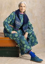“Gul Näckros” patterned pants in organic cotton - rainforest green