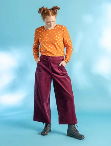 Pantalon en velours côtelé de coton biologique - bordeaux