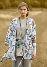 Kimono „Aditi“ aus Leinen - mitternachtsblau