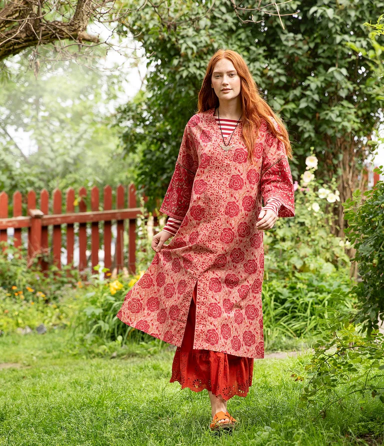 “Roza” woven kaftan dress in organic cotton