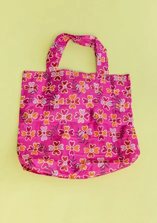 “Peggy” folding shopping bag in recycled polyester - hibiscus