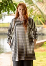 Striped jersey tunic in organic cotton - black