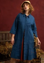 “Fields” embroidered, woven organic cotton dress - dark indigo