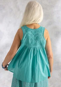 Ärmellose Bluse „Tissu“ aus Bio-Baumwolle - jade