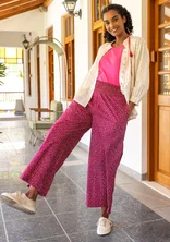“Neela” woven organic cotton trousers - dark hibiscus