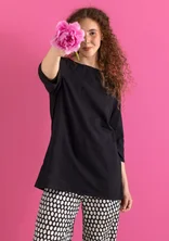 “Vendela” woven organic cotton tunic - black