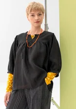 “Vera” woven linen blouse - black