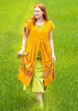 “Cross” sleeveless dress made of organic cotton - mustard