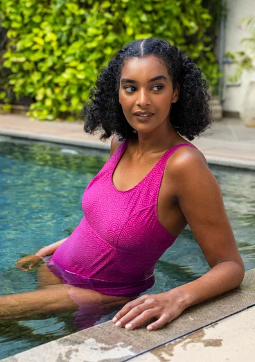 Baddräkt "Bow" i polyamide/elastan - cyklamen