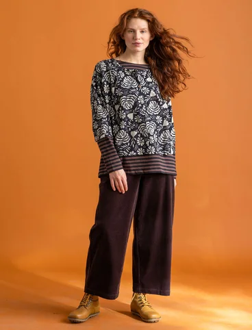 “Hedda” woven organic cotton blouse - black/patterned