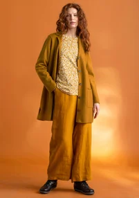 “Ylva” organic cotton/elastane jersey top - mustard/patterned