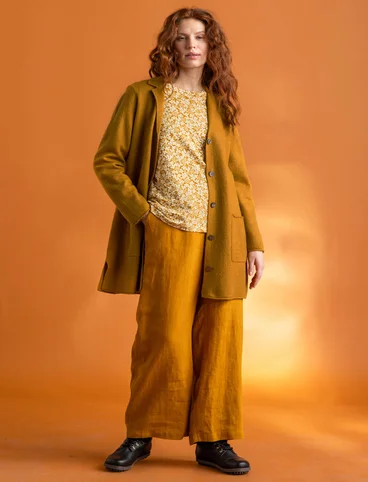 “Ylva” jersey top in organic cotton/spandex - mustard/patterned