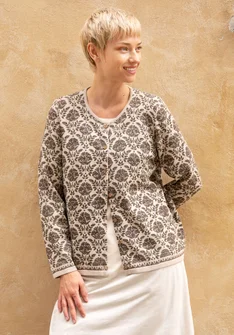 Block-printed ��“Valentina” cardigan in organic cotton - natural